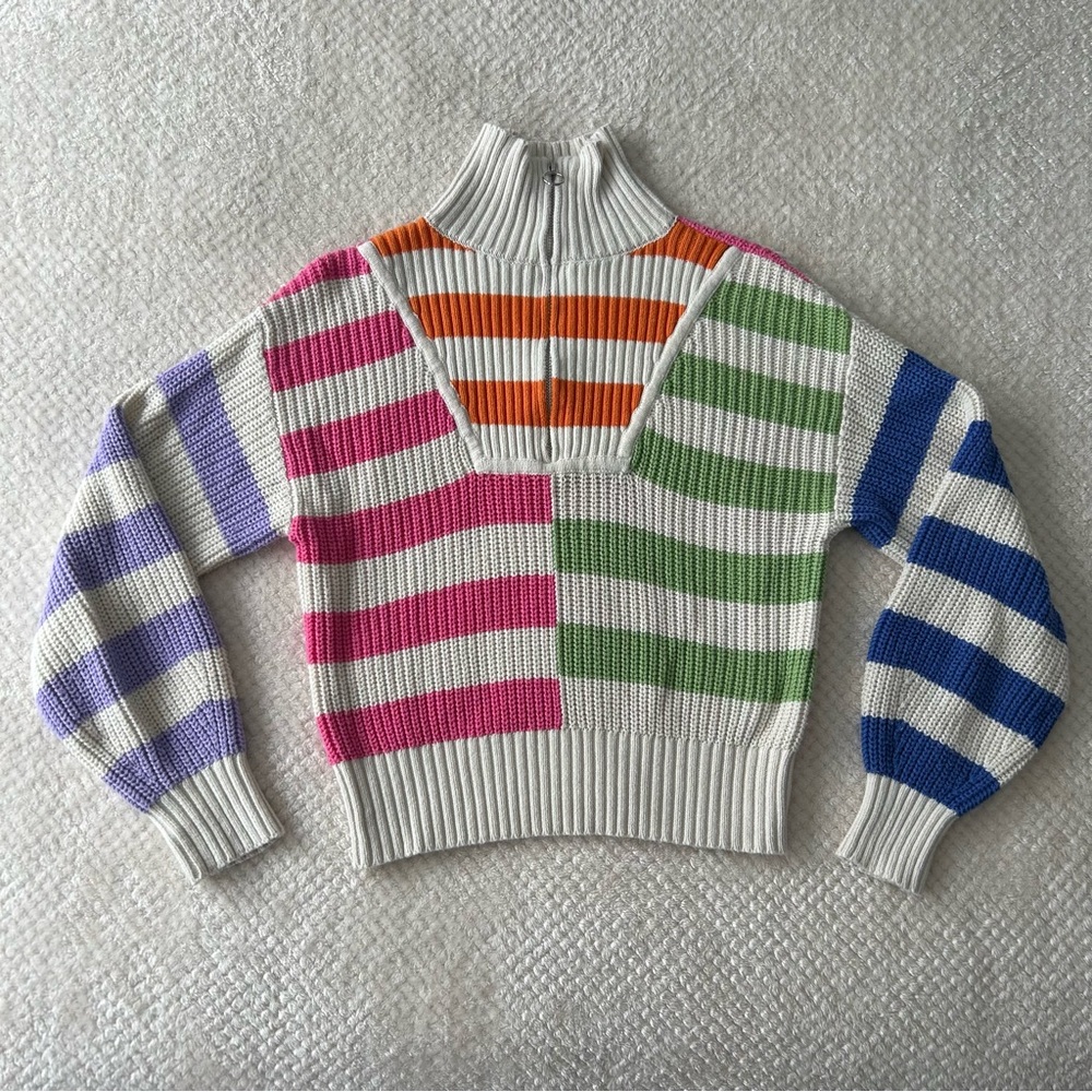 Sincerely Jules Orange and Green Cowl Neck Sweater